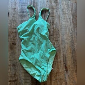 BECCA Shimmery Mint Green bathing suit swim swimsuit back lace up NEW NWT